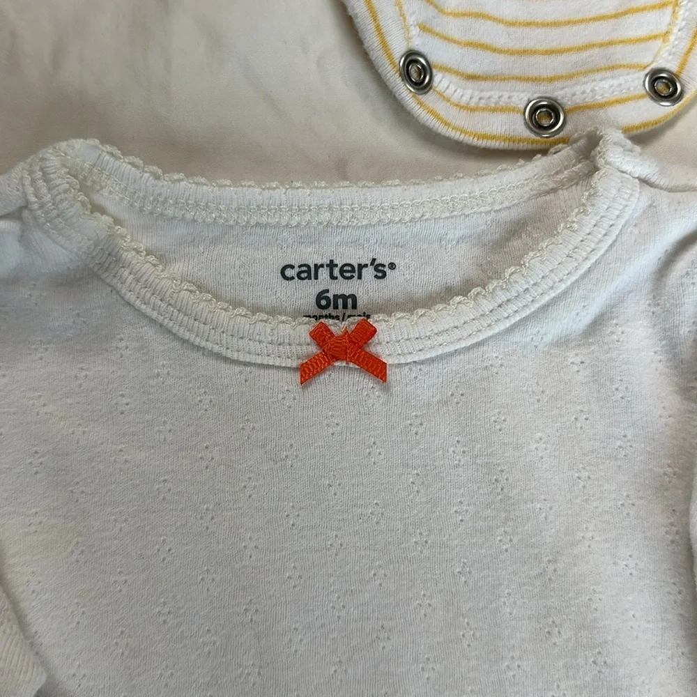 Carter’s bundle of 7 baby girl size 6 month onesies. 5 long sleeve and 2 short.